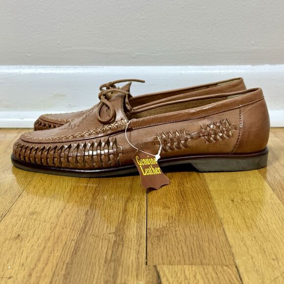 Stuart Frazier Mens Leather Loafers 9D Brown Moc Toe Hand Laced Classic Preppy main image 13